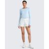 imageG4Free UPF 50 Rash Guard for Women Long Sleeve Workout Tops Lightweight Sun Shirts UV Protection Athletic HikingLight Denim