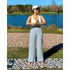 imageG4Free Women Casual Ribbed Wide Leg Pants with Pockets Lightweight High Waist Yoga Pants PetiteRegularTallBlue Willow