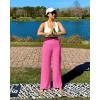imageG4Free Women Casual Ribbed Wide Leg Pants with Pockets Lightweight High Waist Yoga Pants PetiteRegularTallHot Pink