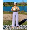 imageG4Free Women Casual Ribbed Wide Leg Pants with Pockets Lightweight High Waist Yoga Pants PetiteRegularTallLavender
