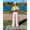 imageG4Free Women Casual Ribbed Wide Leg Pants with Pockets Lightweight High Waist Yoga Pants PetiteRegularTallLight Pink