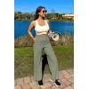 imageG4Free Women Casual Ribbed Wide Leg Pants with Pockets Lightweight High Waist Yoga Pants PetiteRegularTallMisty Green