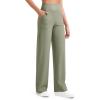 imageG4Free Women Casual Ribbed Wide Leg Pants with Pockets Lightweight High Waist Yoga Pants PetiteRegularTallMisty Green