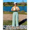 imageG4Free Women Casual Ribbed Wide Leg Pants with Pockets Lightweight High Waist Yoga Pants PetiteRegularTallPowder Blue