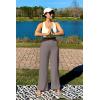 imageG4Free Women Casual Ribbed Wide Leg Pants with Pockets Lightweight High Waist Yoga Pants PetiteRegularTallTaupe