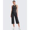 imageG4Free Womens Ribbed Wide Leg Yoga Capri Pants High Waist Summer Lightweight Loose Cropped Pants with PocketsBlack