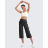 imageG4Free Womens Ribbed Wide Leg Yoga Capri Pants High Waist Summer Lightweight Loose Cropped Pants with PocketsBlack