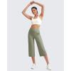 imageG4Free Womens Ribbed Wide Leg Yoga Capri Pants High Waist Summer Lightweight Loose Cropped Pants with PocketsGray Olive