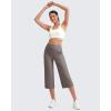 imageG4Free Womens Ribbed Wide Leg Yoga Capri Pants High Waist Summer Lightweight Loose Cropped Pants with PocketsTaupe