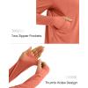 imageWomens UPF 50 Sun Protection Hoodie Shirts Lightweight Quick Dry Long Sleeve Zip Jacket with Pocket Hiking OutdoorBurnt Orange