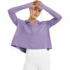 imageWomens UPF 50 Sun Protection Hoodie Shirts Lightweight Quick Dry Long Sleeve Zip Jacket with Pocket Hiking OutdoorGray Purple