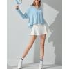 imageWomens UPF 50 Sun Protection Hoodie Shirts Lightweight Quick Dry Long Sleeve Zip Jacket with Pocket Hiking OutdoorLight Blue