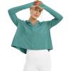 imageWomens UPF 50 Sun Protection Hoodie Shirts Lightweight Quick Dry Long Sleeve Zip Jacket with Pocket Hiking OutdoorMyrtle Green