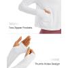 imageWomens UPF 50 Sun Protection Hoodie Shirts Lightweight Quick Dry Long Sleeve Zip Jacket with Pocket Hiking OutdoorWhite