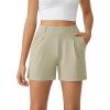 imageG4Free 2025 Trendy Shorts for Women Dressy Casual High Waisted Lounge Summer Pleated Shorts with PocketsApricot