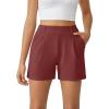 imageG4Free 2025 Trendy Shorts for Women Dressy Casual High Waisted Lounge Summer Pleated Shorts with PocketsDark Burgundy