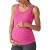 imageG4Free BareFeel Built in Bra Maternity Tank Tops with Removable Pads Ruched Sleeveless Stretchy Pregnancy Yoga Workout ShirtsHot Pink