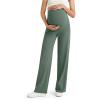imageG4Free BareFeel Maternity Dress Yoga Pants Over The Belly Stretchy Work Slack Pregnancy Wide Leg Lounge TrousersGray Sage