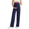 imageG4Free BareFeel Maternity Dress Yoga Pants Over The Belly Stretchy Work Slack Pregnancy Wide Leg Lounge TrousersRoyal Blue