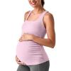 imageG4Free BareFeel Maternity Racerback Tank Tops with Built in Bra Ruched Sleeveless Square Neck Pregnancy Yoga Workout ShirtsPink