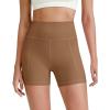 imageG4Free Barefeel Biker Shorts for Women with Pockets High Waisted Workout Athletic Gym Legging Shorts 4quot6quotDark Coffee