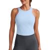 imageG4Free Barefeel Built in Bra Workout Tops for Women Removable Pads Longline Sport Bras Racerback Athletic Tank Yoga GymLight Demin