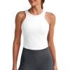 imageG4Free Barefeel Built in Bra Workout Tops for Women Removable Pads Longline Sport Bras Racerback Athletic Tank Yoga GymWhite