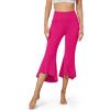imageG4Free Capri Pants for Women Stretch Yoga Dress Pants with Pockets Ruffle Bell Bottom Athletic Work LeggingsHot Pink