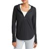 imageG4Free Lightbreeze Womens UPF 50 Sun Shirts with Hoodie Long Sleeve Workout Tops Half Zip Rash Guard Hiking FishingBlack