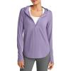imageG4Free Lightbreeze Womens UPF 50 Sun Shirts with Hoodie Long Sleeve Workout Tops Half Zip Rash Guard Hiking FishingGray Purple