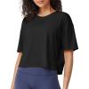 imageG4Free Lightweight Womens Workout Tops Loose Fit Short Sleeve Summer T Shirts Athletic Gym Tees Basic Yoga Shirts CasualBlack