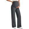 imageG4Free Maternity Dress Yoga Pants with Pockets Over The Belly Stretchy Work Slack Pregnancy Wide Leg Lounge TrousersDark Gray