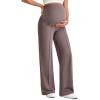 imageG4Free Maternity Dress Yoga Pants with Pockets Over The Belly Stretchy Work Slack Pregnancy Wide Leg Lounge TrousersTaupe