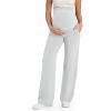 imageG4Free Maternity Pants Over The Belly Yoga Dress Work Pregnancy Pants Stretchy Lounge Wide Leg Trousers with PocketsLight Gray