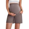 imageG4Free Maternity Shorts with Pockets Over The Belly Stretchy 6 Pregnancy Yoga Pants Athletic WorkoutTaupe