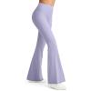 imageG4Free Ribbed Flare Yoga Pants for Women High Waisted Bell Bottom Leggings Tummy Control PetiteRegularTallPurple