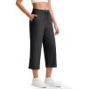 imageG4Free Ribbed Wide Leg Yoga Pants for Women Drawstring Elastic Waist Loose Casual Capris with PocketsBlack