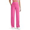 imageG4Free Women Casual Ribbed Wide Leg Pants with Pockets Lightweight High Waist Yoga Pants PetiteRegularTallHot Pink
