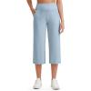 imageG4Free Womens Ribbed Wide Leg Yoga Capri Pants High Waist Summer Lightweight Loose Cropped Pants with PocketsBlue Willow