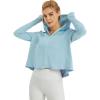imageWomens UPF 50 Sun Protection Hoodie Shirts Lightweight Quick Dry Long Sleeve Zip Jacket with Pocket Hiking OutdoorLight Blue