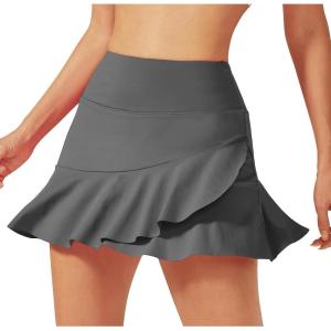 imageG4Free 15quot20quot Tennis Skirts for Women Golf Skorts with Pockets High Waist Ruffle Athletic Skirt Inner Shorts15dark Grey