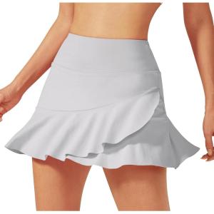 imageG4Free 15quot20quot Tennis Skirts for Women Golf Skorts with Pockets High Waist Ruffle Athletic Skirt Inner Shorts15grey