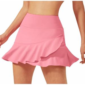 imageG4Free 15quot20quot Tennis Skirts for Women Golf Skorts with Pockets High Waist Ruffle Athletic Skirt Inner Shorts15light Pink