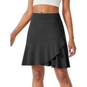 imageG4Free 15quot20quot Tennis Skirts for Women Golf Skorts with Pockets High Waist Ruffle Athletic Skirt Inner Shorts20black