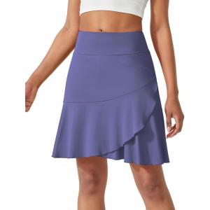 imageG4Free 15quot20quot Tennis Skirts for Women Golf Skorts with Pockets High Waist Ruffle Athletic Skirt Inner Shorts20dusky Purple