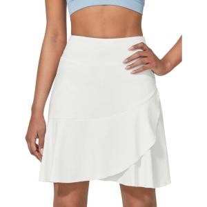 imageG4Free 15quot20quot Tennis Skirts for Women Golf Skorts with Pockets High Waist Ruffle Athletic Skirt Inner Shorts20white
