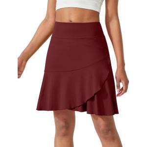 imageG4Free 15quot20quot Tennis Skirts for Women Golf Skorts with Pockets High Waist Ruffle Athletic Skirt Inner Shorts20wine