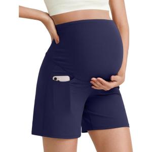 imageG4Free BareFeel Maternity Athletic Shorts with Pockets Over The Belly Workout Pants Comfy Summer Pregnancy ClothesRoyal Blue