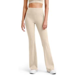 imageG4Free BareFeel Yoga Pants Women High Waisted Flared Leggings with Pockets Soft Casual Flare Pants 29quot31quot33quotLight Khaki