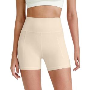 imageG4Free Barefeel Biker Shorts for Women with Pockets High Waisted Workout Athletic Gym Legging Shorts 4quot6quotLight Khaki